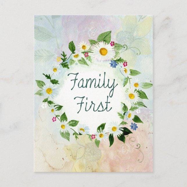 Family First Inspirational Quote Postcard (Front)