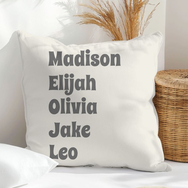 Family five grandchildren name cream retro cushion (Creator Uploaded)