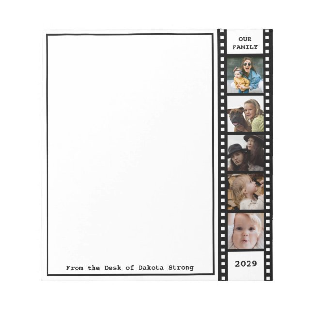 Family Five Photo Film Strip Personalized Notepad (Front)