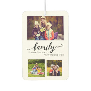 Family Forever Calligraphy Mutli-photo Collage Car Air Freshener