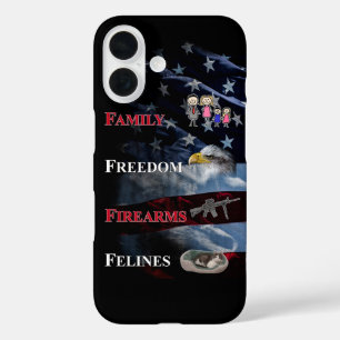 Family, Freedom, Firearms, Felines phone case