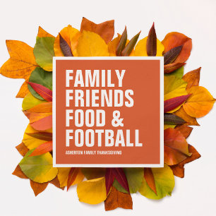Family friends food & football orange Thanksgiving Napkin