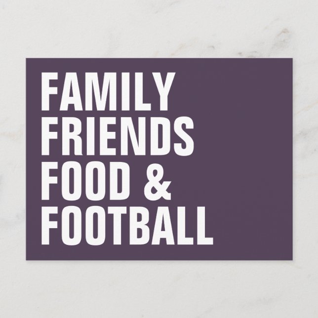 Family friends food football plum Thanksgiving Invitation Postcard (Front)