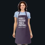 Family friends food & football purple Thanksgiving Apron<br><div class="desc">Family, friends, food and football - or whatever your Thanksgiving is all about. This customisable apron features a festive plum purple background and bold modern white type that can say whatever you want. Perfect for a modern and fun Thanksgiving or Friendsgiving celebration and it can be personalised too. Great Thanksgiving...</div>