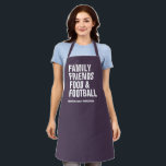 Family friends food & football purple Thanksgiving Apron<br><div class="desc">Family, friends, food and football - or whatever your Thanksgiving is all about. This customisable apron features a festive plum purple background and bold modern white type that can say whatever you want. Perfect for a modern and fun Thanksgiving or Friendsgiving celebration and it can be personalised too. Great Thanksgiving...</div>