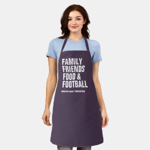 Family friends food & football purple Thanksgiving Apron