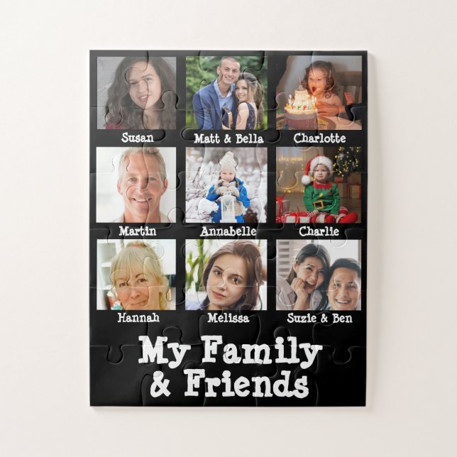 Family, Friends Name & Photo Black Dementia Memory Jigsaw Puzzle (Vertical)