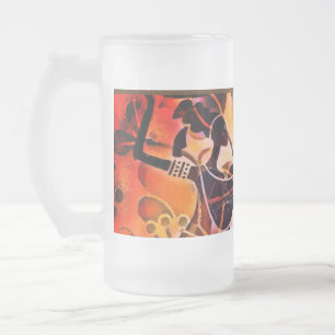 Family frosted glass beer mug