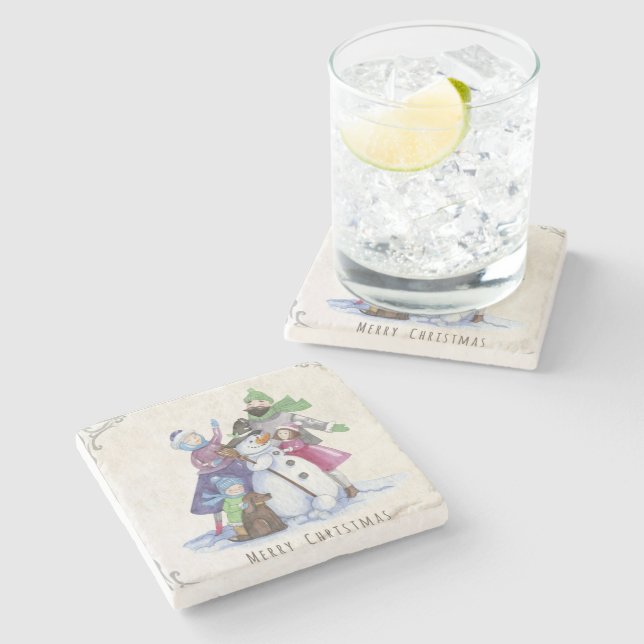 Family Fun Christmas Stone Coaster (Side)