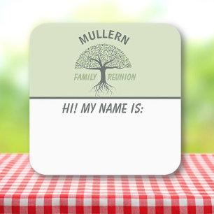 Family fun! Custom family reunion name badge Square Sticker