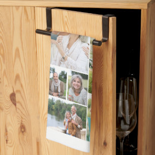 Family Gallery Photo Collage 31 Picture White Tea Towel