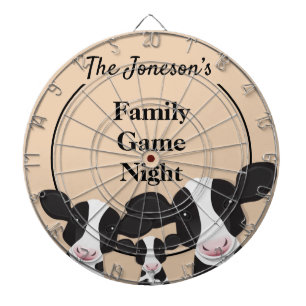 Family Game Night Name Black White Cows Dartboard