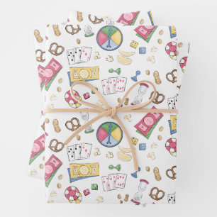 Family Game Night Summer Camp Board Game Camper Wrapping Paper Sheet