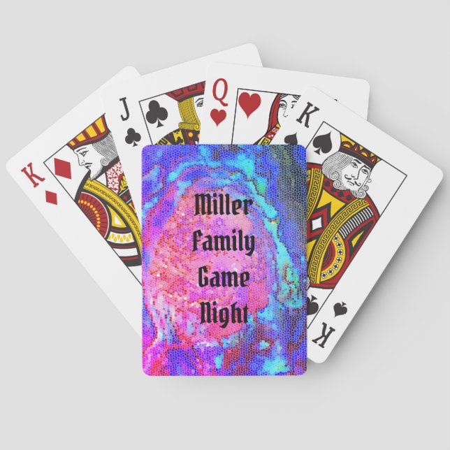 Family Game Night Vibrant Spiral Mosaic Playing Cards (Back)