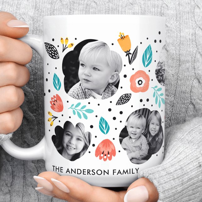 Family Garden Colourful Floral Photo Collage Coffee Mug (Creator Uploaded)