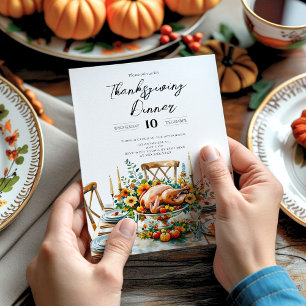 Family gathering Thanksgiving Dinner  Invitation