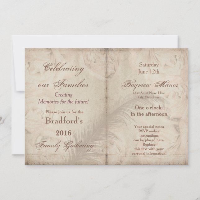 Family Gatherings -Invitations - VINTAGE FLORAL Invitation (Front)