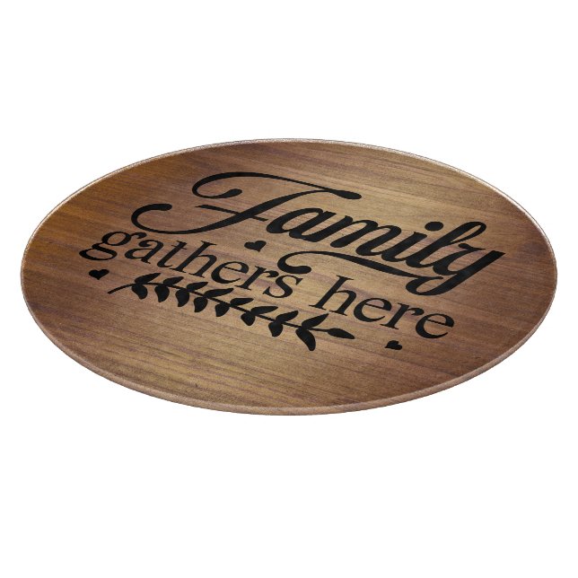 Family Gathers Here Wooden-like Cutting Board (Corner)