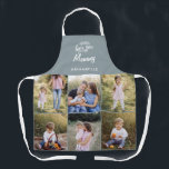 family gift 8 photo grandchild simple apron<br><div class="desc">family gift 8 photo grandchild. Modern simple graphic typography dusty blue apron design,  change the name to suit your occasion</div>