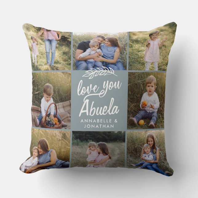  family gift 8 photo grandchild simple  cushion (Front)