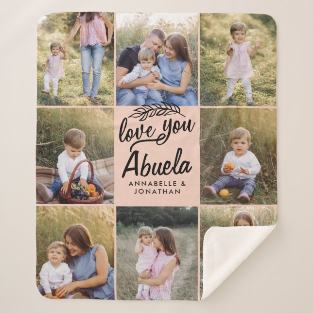 family gift 8 photo grandchild simple  sherpa blanket (Front)