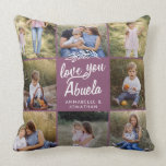 family gift 8 photo grandchild simple typography  cushion<br><div class="desc">family gift 8 photo grandchild simple modern script typography pillow gift plum purple girly design.</div>