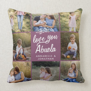 family gift 8 photo grandchild simple typography  cushion