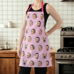 Family Gift Custom Face Photo , 4 Photos Faces Apron