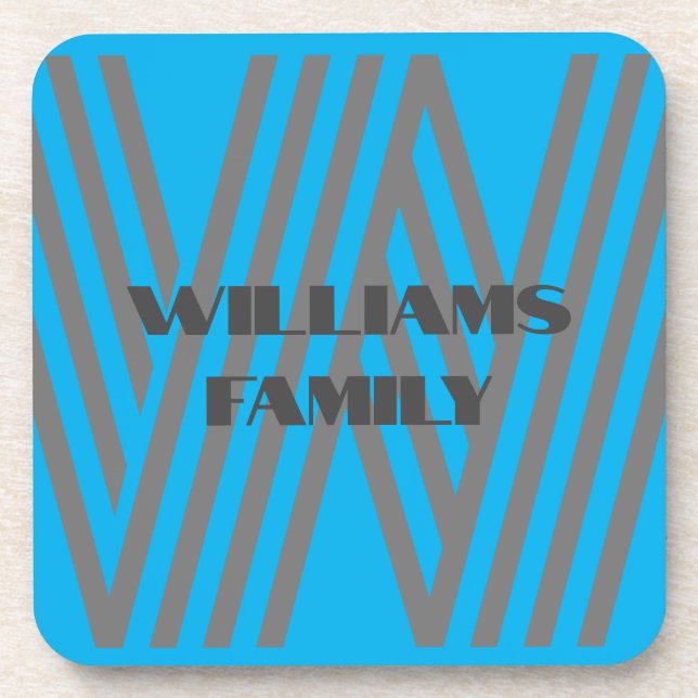 FAMILY GIFT MINT GREEN GREY MONOGRAM COASTER (Front)