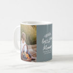 family gift photo grandchild simple typography  coffee mug<br><div class="desc">family gift 2 photo grandchild simple modern script typography blue mug design. change the name</div>