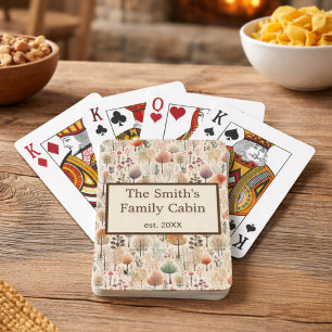 Family Gift Woodland Cozy Cabin Personalized  Playing Cards