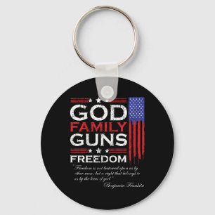 FAMILY GOD GUNS AND FREEDOM CHRISTIAN MAGA TRUMP KEY RING