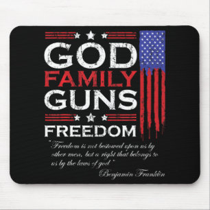 FAMILY GOD GUNS AND FREEDOM CHRISTIAN MAGA  TRUMP  MOUSE MAT