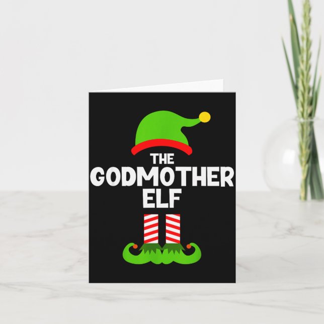 Family Godmother Elf Christmas Matching Pajama Fun Card (Front)