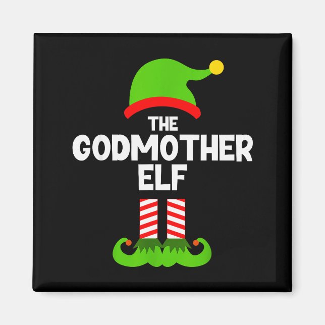 Family Godmother Elf Christmas Matching Pajama Fun Magnet (Front)