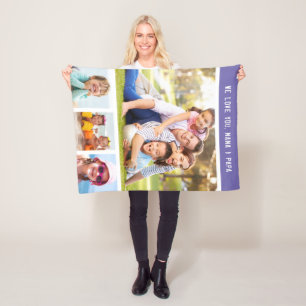 Family Grandparents Day Multi Photo Purple Fleece Blanket