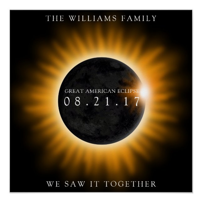 Family Great American Eclipse Personalised Poster (Front)