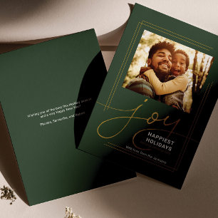 Family Greetings Photo Script Joy Christmas Holiday Card