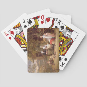 Family Group before a Thatched Cottage (oil on can Playing Cards