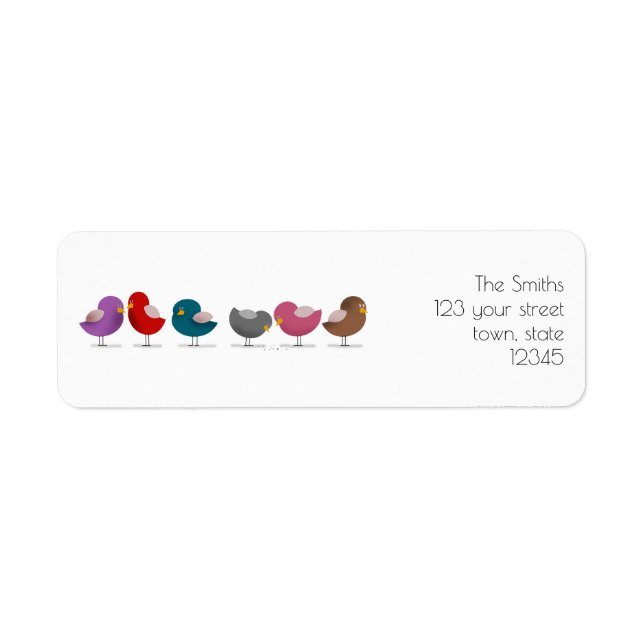 Family Group Cartoon Birds Colorful Cute Little (Front)