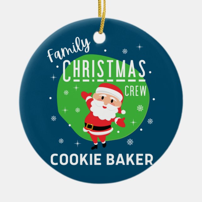Family Group Christmas Party Pyjamas Cookie Baker  Ceramic Tree Decoration (Front)