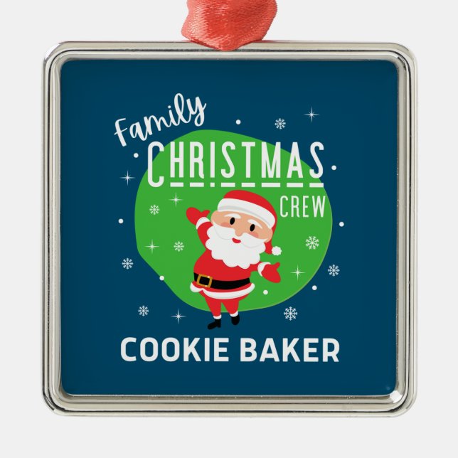 Family Group Christmas Party Pyjamas Cookie Baker Metal Tree Decoration (Front)