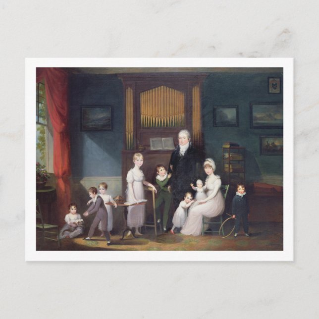 Family Group in an interior, c.1800 Postcard (Front)