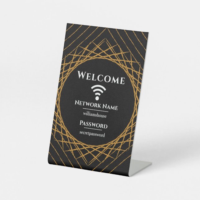 Family Guest Modern Business WIFI Password Pedestal Sign (Front)