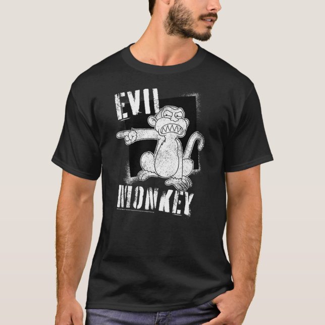 Family Guy Evil Monkey Angry Distressed Big Chest  T-Shirt (Front)