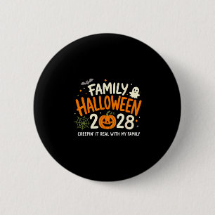 Family halloween 2028 funny pumpkin ghost spooky 6 cm round badge