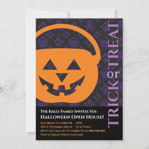Family Halloween, Bold Pumpkin Invitation