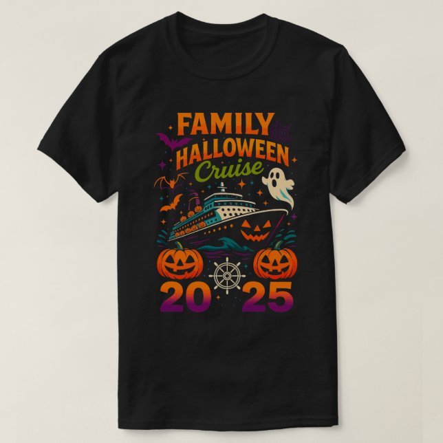 Family Halloween Cruise 2025 Family Crew T-Shirt (Design Front)