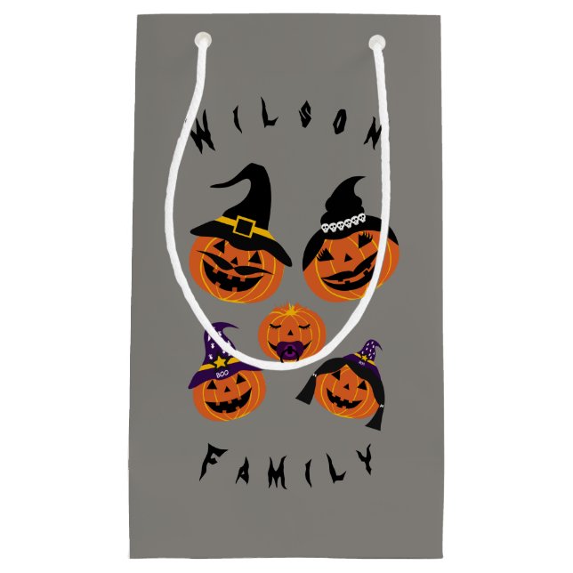 Family Halloween Jack O Lantern Party Small Gift Bag (Front)