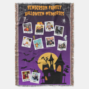 Family Halloween Memories Photo Collage Throw Blanket